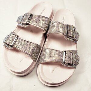Madden Girl 7 Silver Bling Teddy Slip-ins Womens Sandals